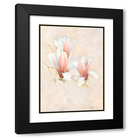 Magnolia 2-3 Black Modern Wood Framed Art Print with Double Matting by Boucher, Nathalie