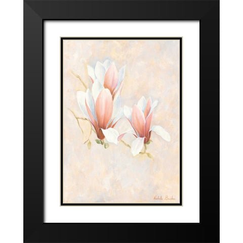 Magnolia 2-3 Black Modern Wood Framed Art Print with Double Matting by Boucher, Nathalie