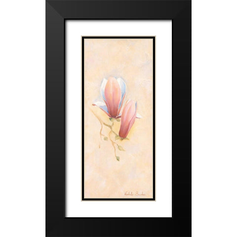 Pink magnolia 1-3 Black Modern Wood Framed Art Print with Double Matting by Boucher, Nathalie