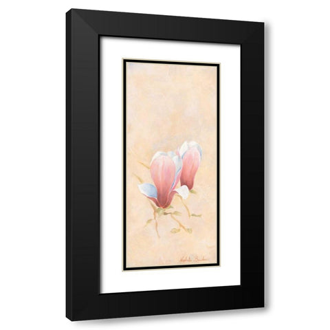Pink magnolia 3-3 Black Modern Wood Framed Art Print with Double Matting by Boucher, Nathalie