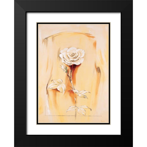 Rose Black Modern Wood Framed Art Print with Double Matting by Renee