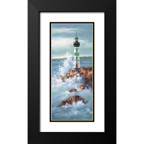 Lighthouse II Black Modern Wood Framed Art Print with Double Matting by Burgy