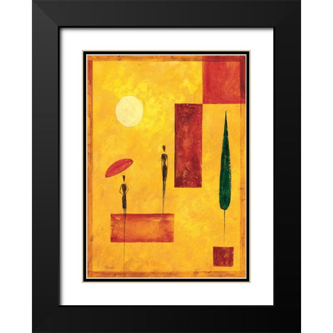 Umbrella I Black Modern Wood Framed Art Print with Double Matting by Renee