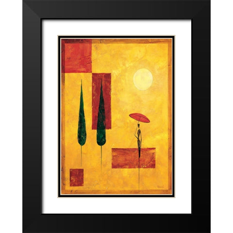 Umbrella II Black Modern Wood Framed Art Print with Double Matting by Renee