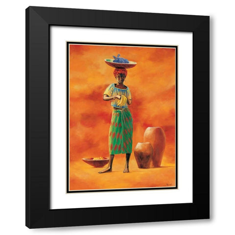 African beauty 2-3 Black Modern Wood Framed Art Print with Double Matting by Renee