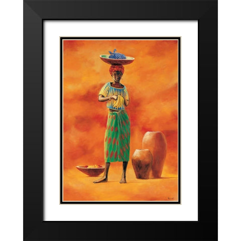 African beauty 2-3 Black Modern Wood Framed Art Print with Double Matting by Renee