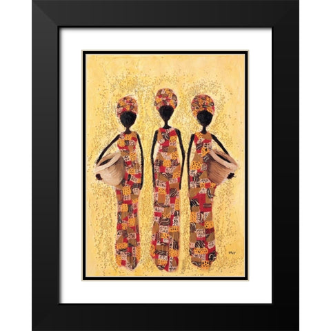African ladies 2-3 Black Modern Wood Framed Art Print with Double Matting by Hedy