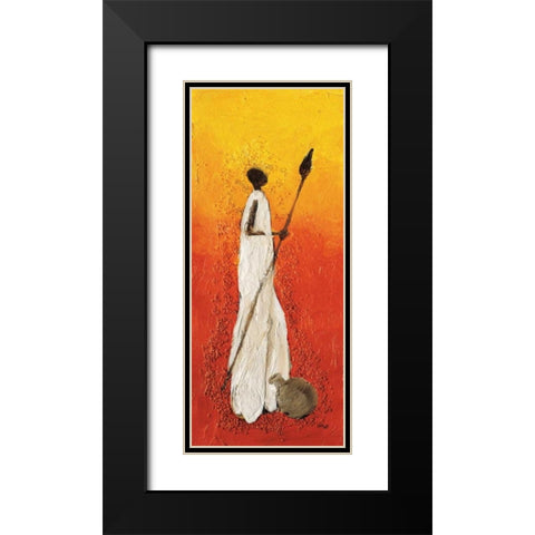 African fighter 1-3 Black Modern Wood Framed Art Print with Double Matting by Hedy