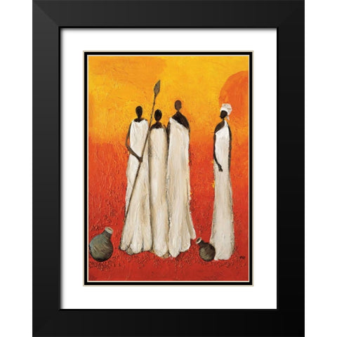 African fighter 2-3 Black Modern Wood Framed Art Print with Double Matting by Hedy