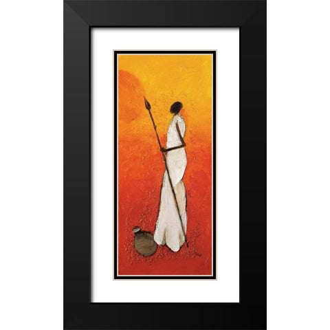 African fighter 3-3 Black Modern Wood Framed Art Print with Double Matting by Hedy