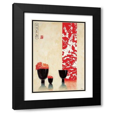 Asian bowls I Black Modern Wood Framed Art Print with Double Matting by Renee