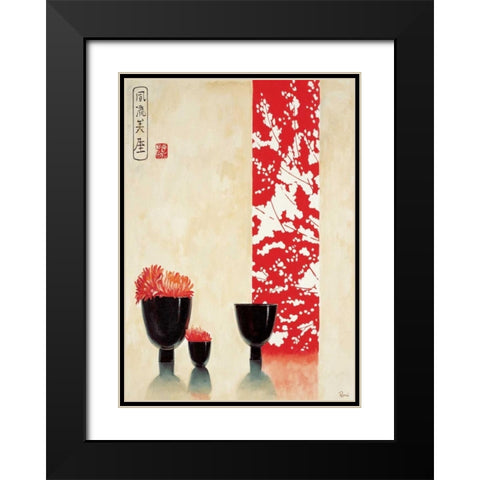 Asian bowls I Black Modern Wood Framed Art Print with Double Matting by Renee