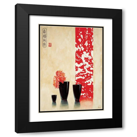 Asian bowls II Black Modern Wood Framed Art Print with Double Matting by Renee