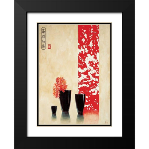 Asian bowls II Black Modern Wood Framed Art Print with Double Matting by Renee