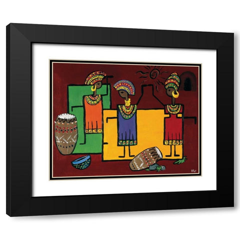 Colorful Africa II Black Modern Wood Framed Art Print with Double Matting by Hedy