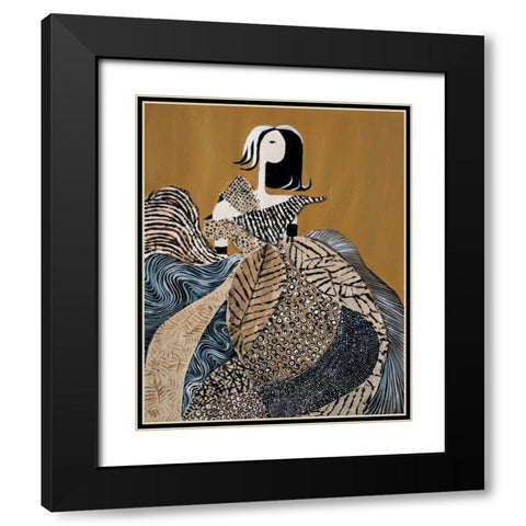 Fashion lady II Black Modern Wood Framed Art Print with Double Matting by Hedy