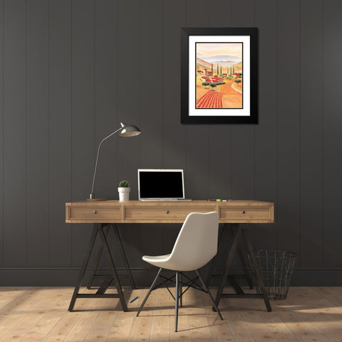 Tuscan Village II Black Modern Wood Framed Art Print with Double Matting by Renee