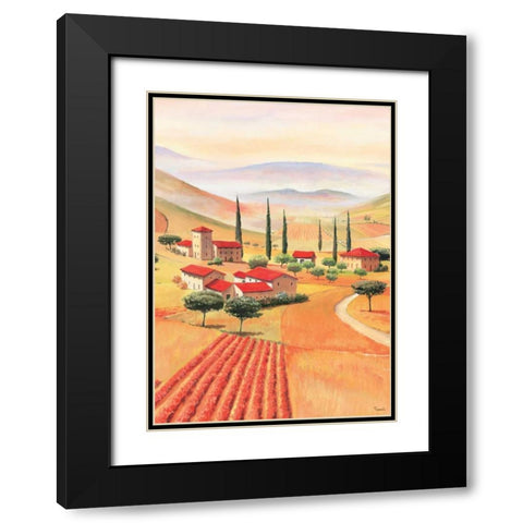 Tuscan Village II Black Modern Wood Framed Art Print with Double Matting by Renee