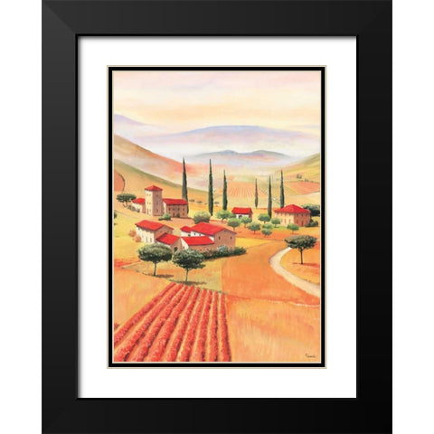 Tuscan Village II Black Modern Wood Framed Art Print with Double Matting by Renee