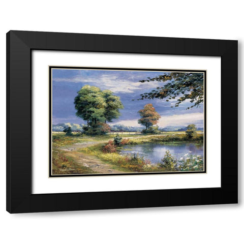 Beautiful lake Black Modern Wood Framed Art Print with Double Matting by Withaar, Reint