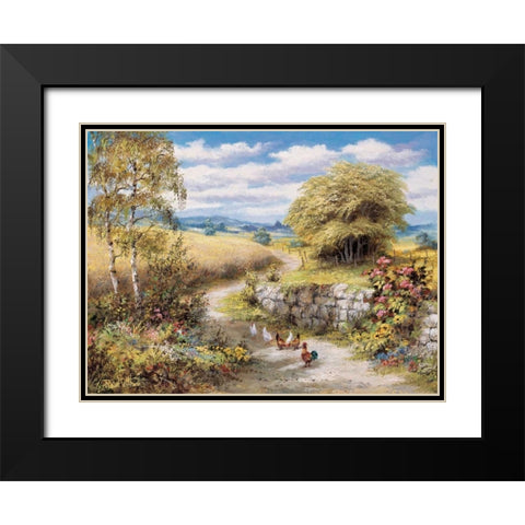 Lucky chickens Black Modern Wood Framed Art Print with Double Matting by Withaar, Reint