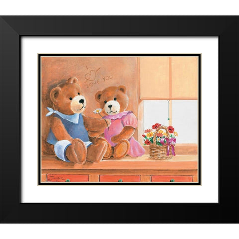 Mrs. And Mr. Bear I Black Modern Wood Framed Art Print with Double Matting by Jasper