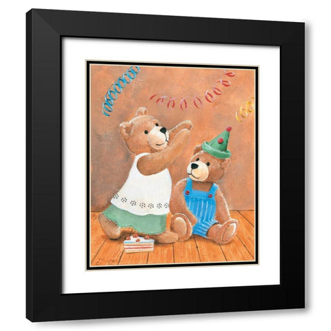 Party bears Black Modern Wood Framed Art Print with Double Matting by Jasper