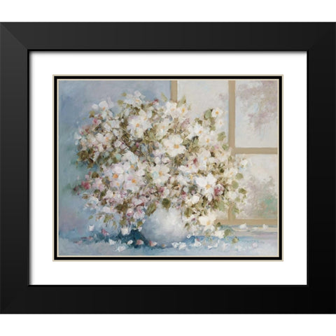 White flowers in vase Black Modern Wood Framed Art Print with Double Matting by van de Poel, Theo