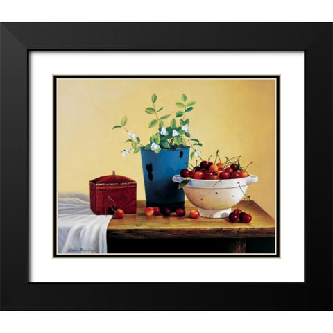 Stillife with cherries Black Modern Wood Framed Art Print with Double Matting by Bradshaw, Zeke