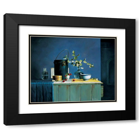 Stillife in blue Black Modern Wood Framed Art Print with Double Matting by Harris, Michael