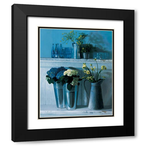 Stillife with silver pots Black Modern Wood Framed Art Print with Double Matting by Demmick, James