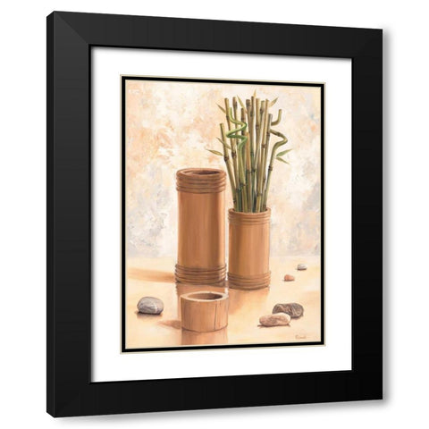 Zen bamboo I Black Modern Wood Framed Art Print with Double Matting by Renee