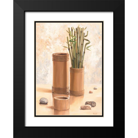 Zen bamboo I Black Modern Wood Framed Art Print with Double Matting by Renee