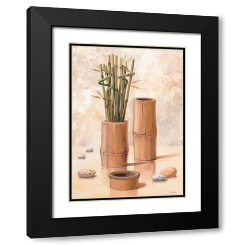 Zen bamboo II Black Modern Wood Framed Art Print with Double Matting by Renee
