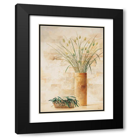Grass in vase I Black Modern Wood Framed Art Print with Double Matting by Renee