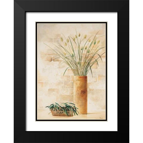 Grass in vase I Black Modern Wood Framed Art Print with Double Matting by Renee