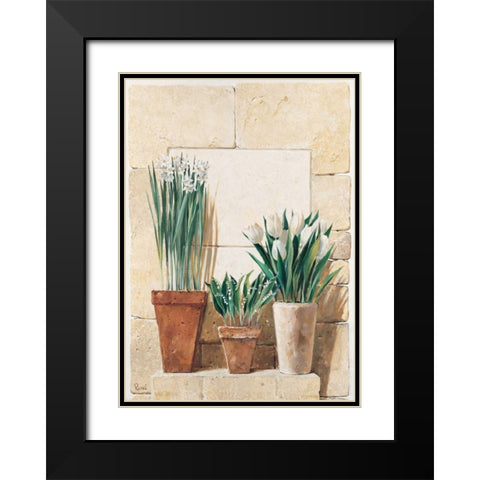 Three in a row Black Modern Wood Framed Art Print with Double Matting by Renee