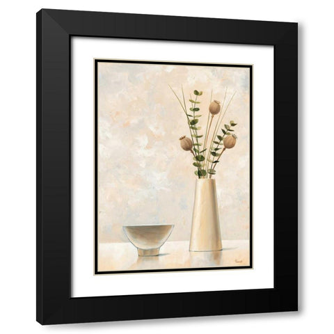 Vase and bowl I Black Modern Wood Framed Art Print with Double Matting by Renee