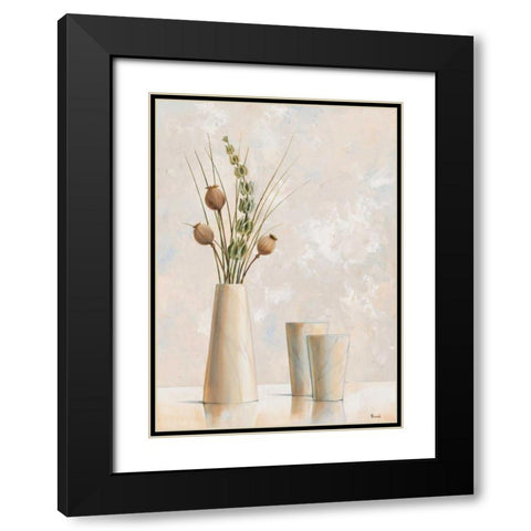 Vase and bowl II Black Modern Wood Framed Art Print with Double Matting by Renee