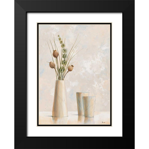 Vase and bowl II Black Modern Wood Framed Art Print with Double Matting by Renee