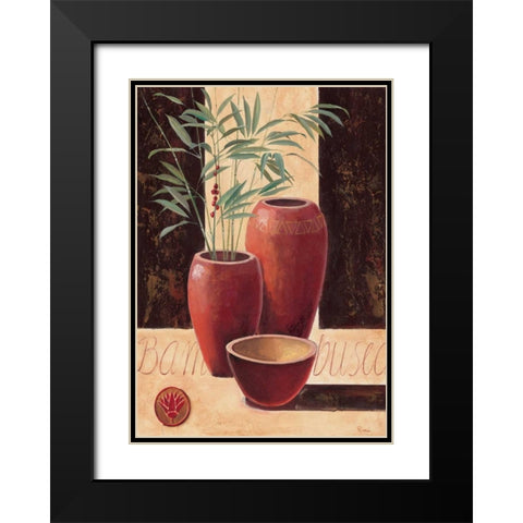 Bambuseo Black Modern Wood Framed Art Print with Double Matting by Renee