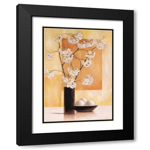 White blossom I Black Modern Wood Framed Art Print with Double Matting by Renee