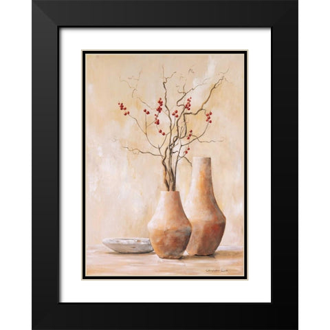 Red berries IV Black Modern Wood Framed Art Print with Double Matting by Lien, Christopher