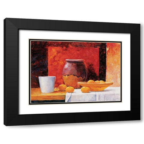 Stillife in red I Black Modern Wood Framed Art Print with Double Matting by Nauts, Frans