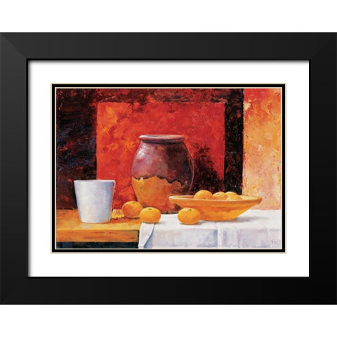 Stillife in red I Black Modern Wood Framed Art Print with Double Matting by Nauts, Frans