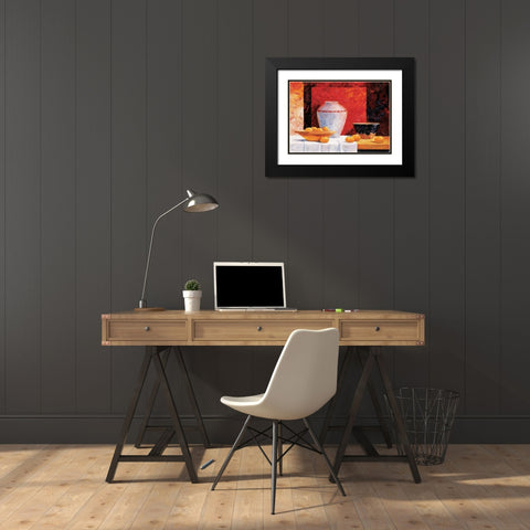Stillife in red II Black Modern Wood Framed Art Print with Double Matting by Nauts, Frans