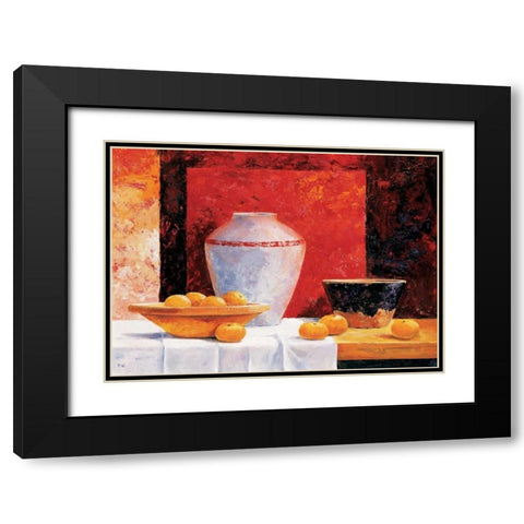 Stillife in red II Black Modern Wood Framed Art Print with Double Matting by Nauts, Frans
