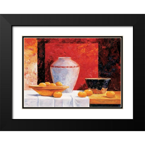 Stillife in red II Black Modern Wood Framed Art Print with Double Matting by Nauts, Frans