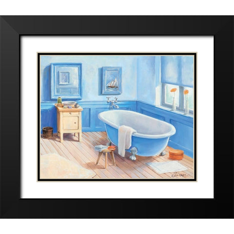 Bathroom in blue I Black Modern Wood Framed Art Print with Double Matting by Jasper