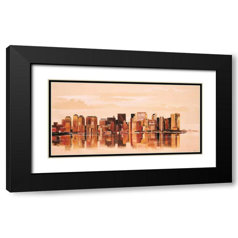 Cityview I Black Modern Wood Framed Art Print with Double Matting by Renee